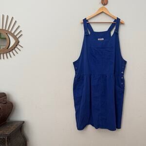Vintage 80s-90s cobalt blue denim overall jumper dress plus size 3X-4X